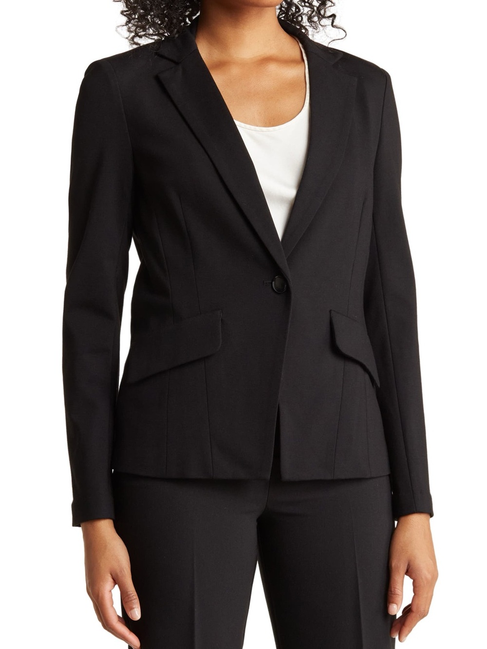 Amanda & Chelsea Black Tailored Single-Button Women's Blazer